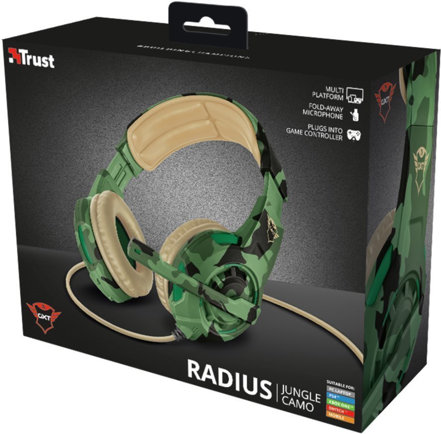 Gaming-Kopfhörer Trust GXT 310C Radius Gaming Headset - jungle camo Verpackung/Box