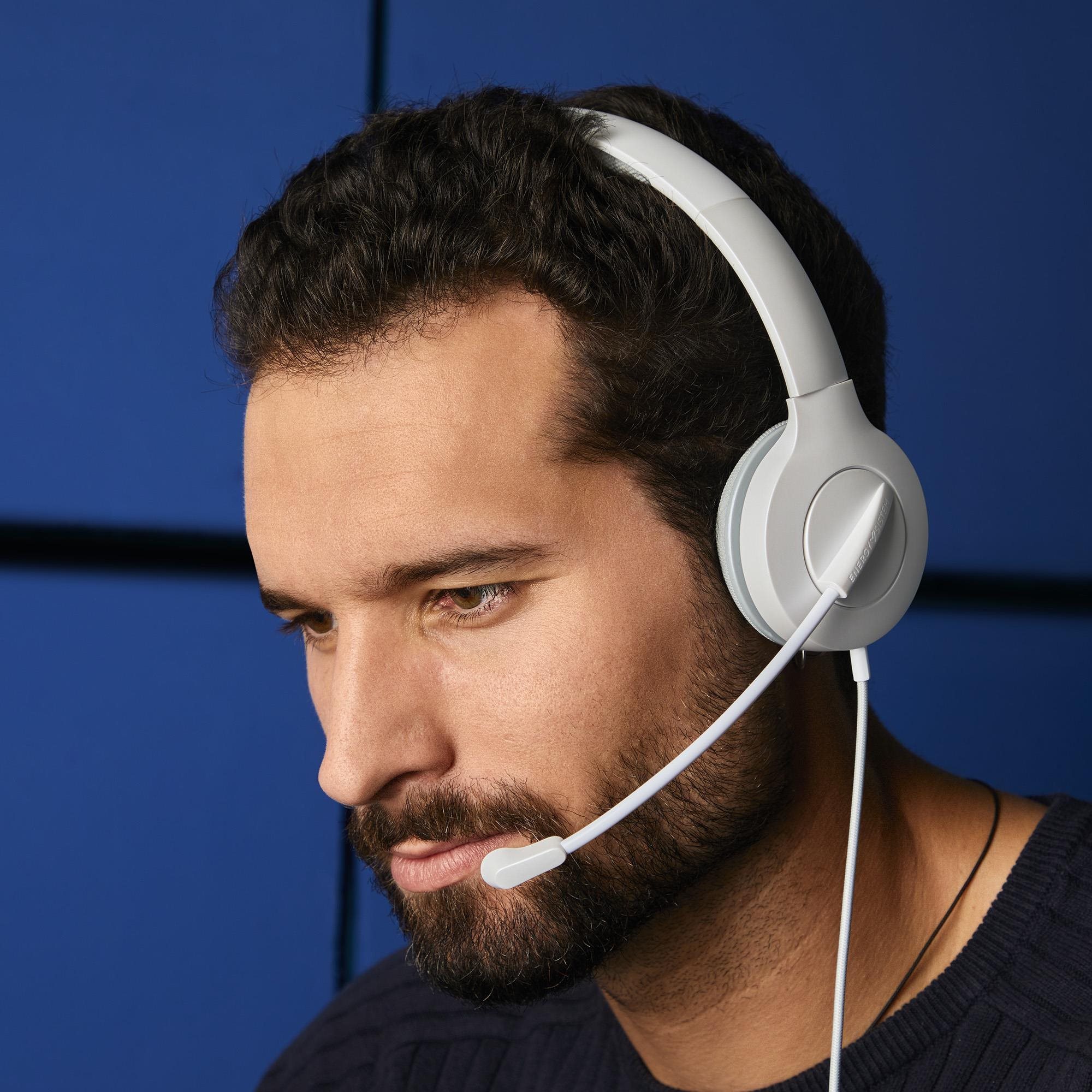 Headphones Energy Sistem Headset Office 3 White Lifestyle