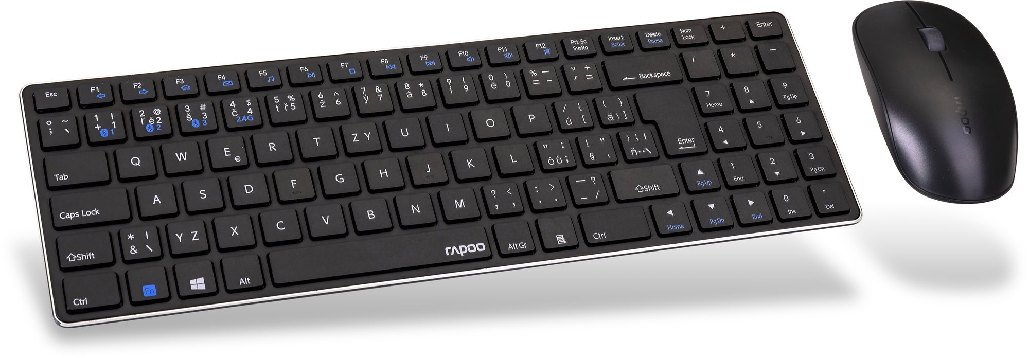 Keyboard and Mouse Set Rapoo 9300M Set CZ/SK Black Screen