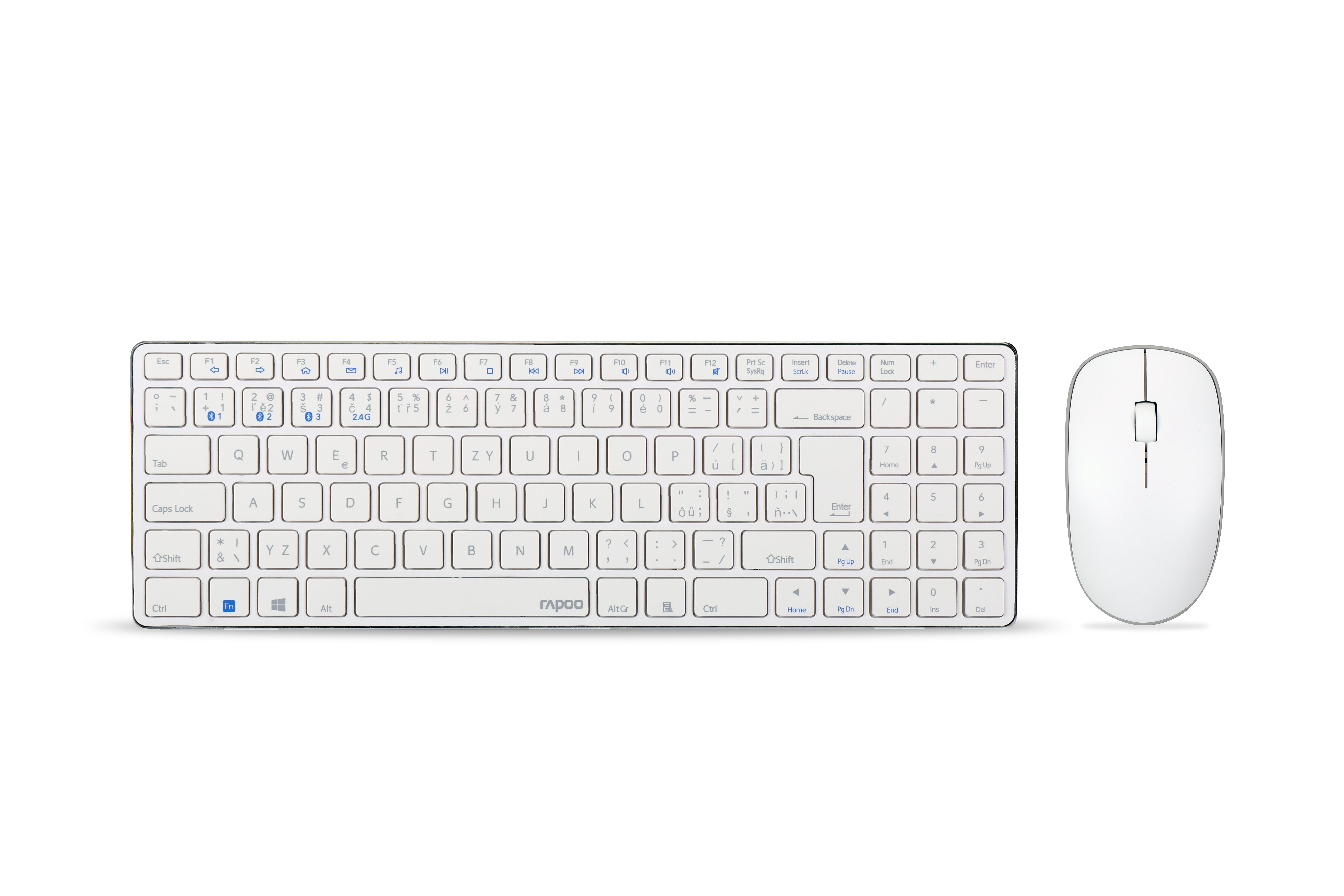 Keyboard and Mouse Set Rapoo 9300M Set CZ/SK, White Screen