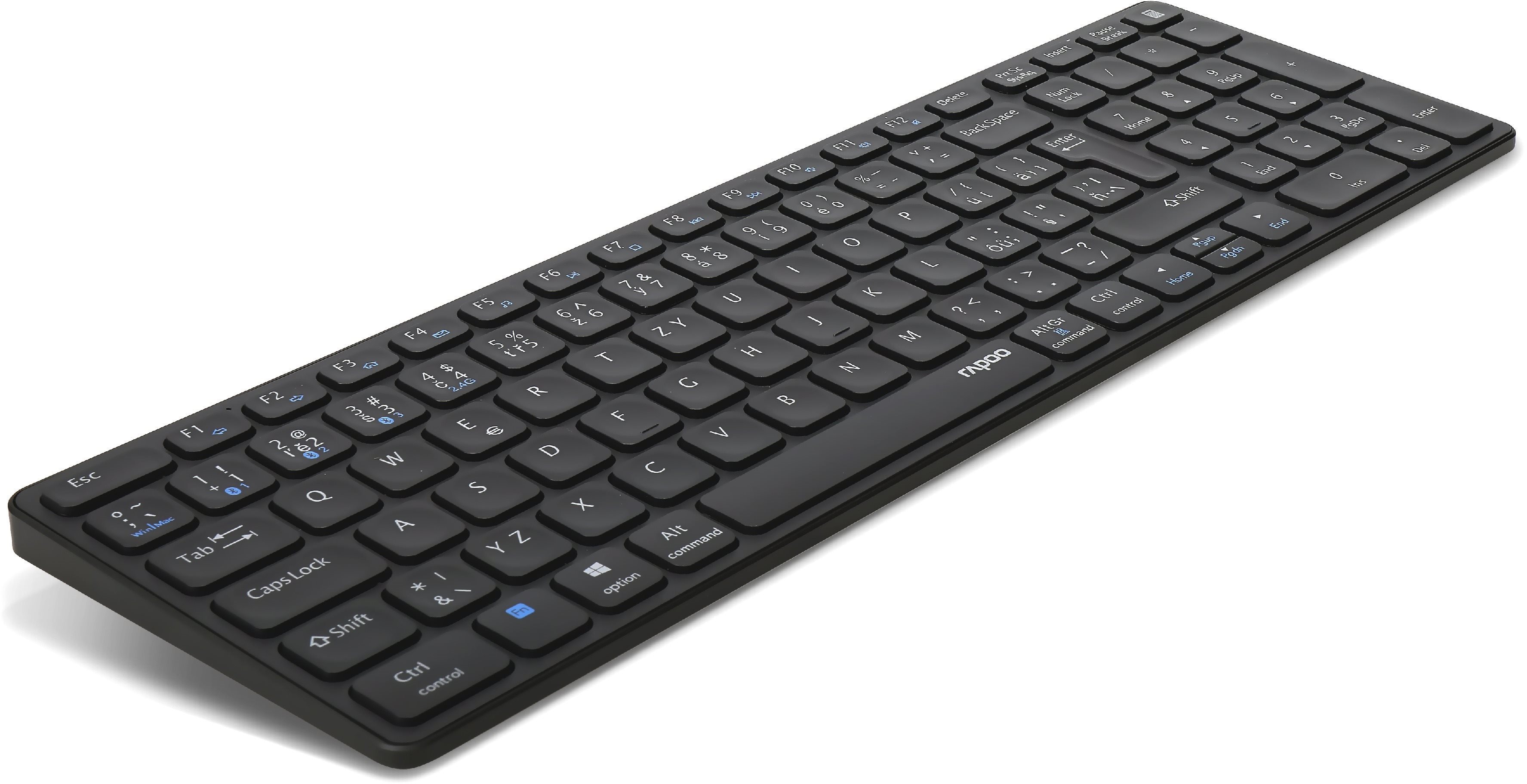 Keyboard Rapoo E9700M, Grey - CZ/SK Lateral view