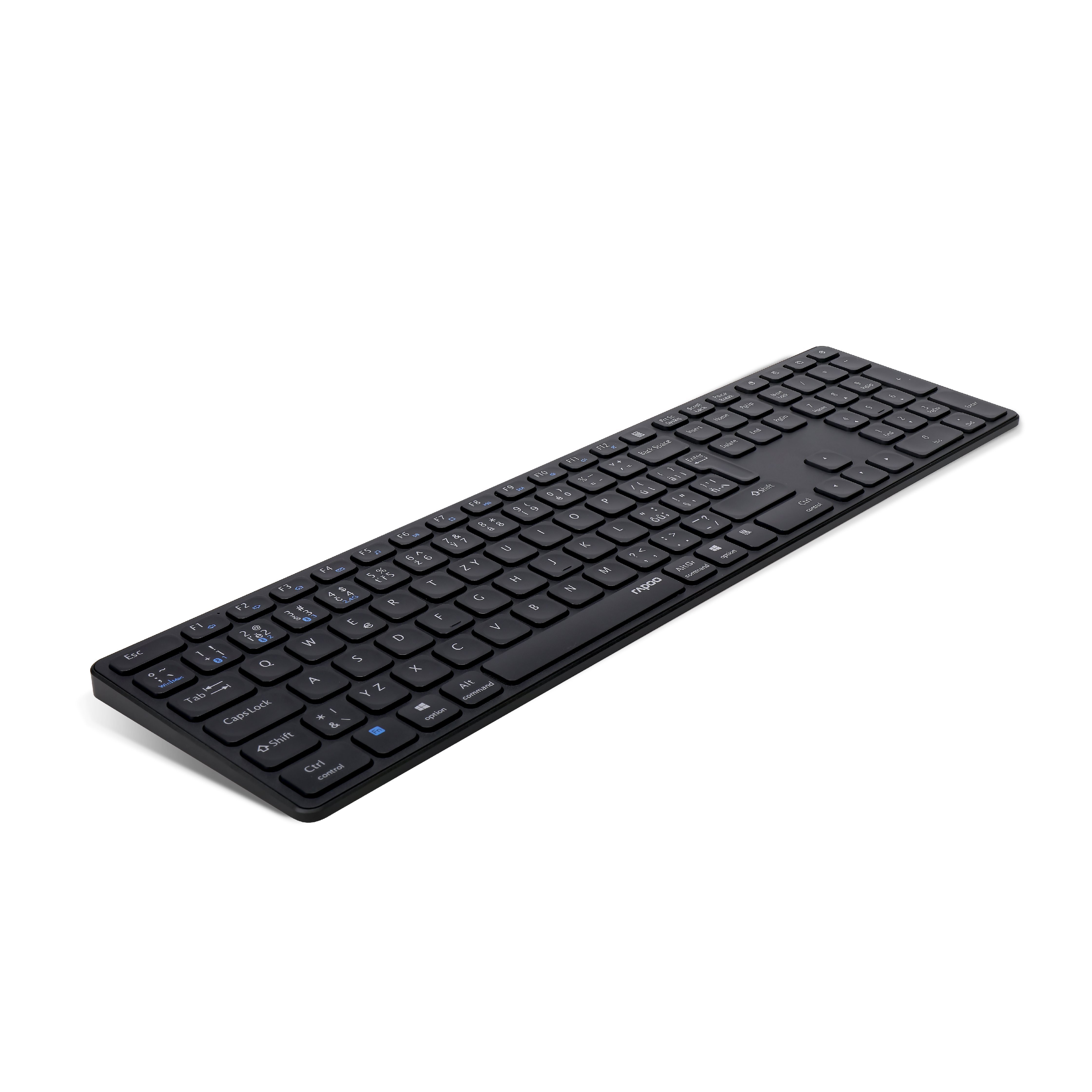 Keyboard Rapoo E9800M, Grey - CZ/SK Lateral view