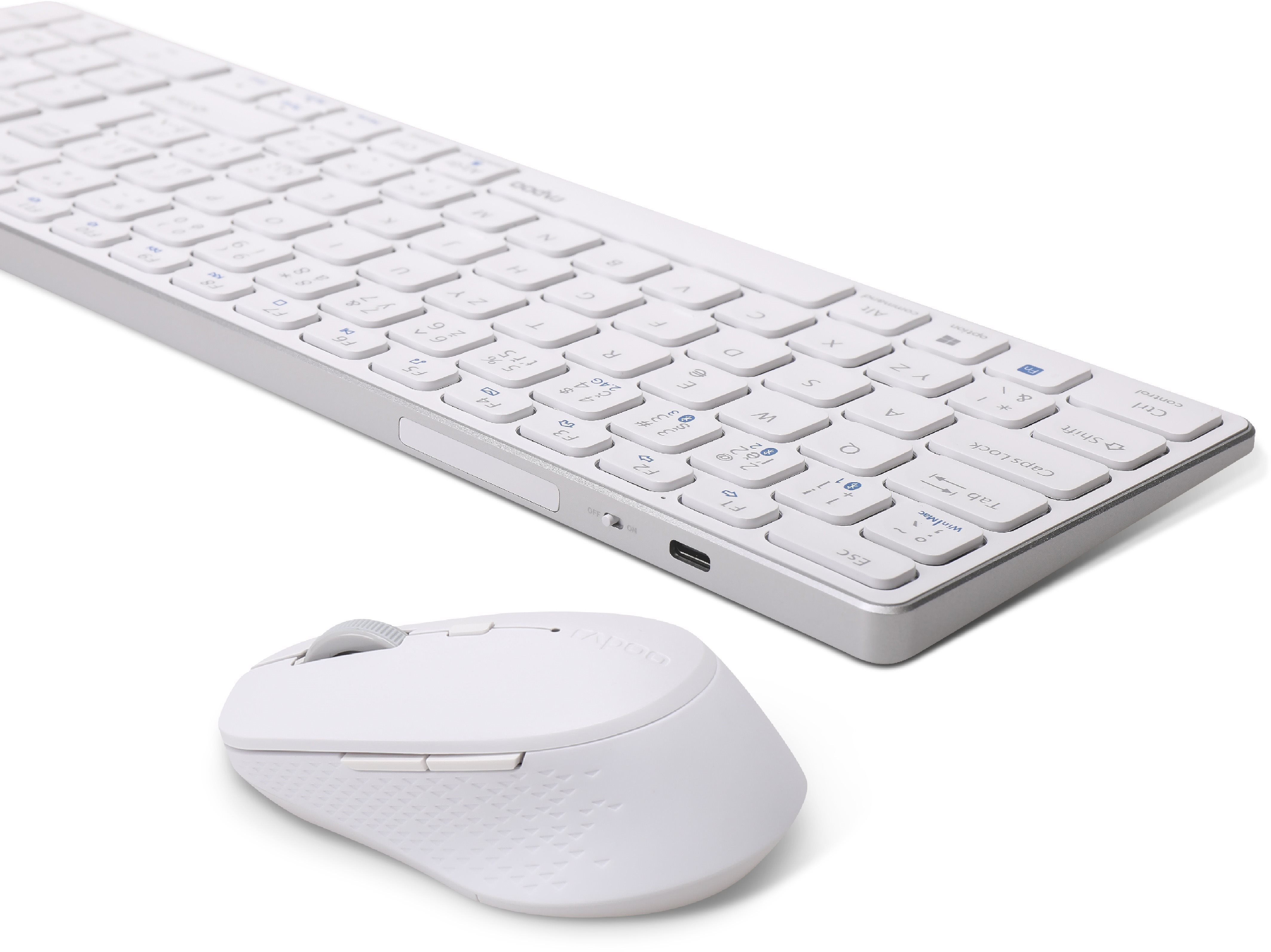 Keyboard and Mouse Set Rapoo 9700M Set, White - CZ/SK Screen