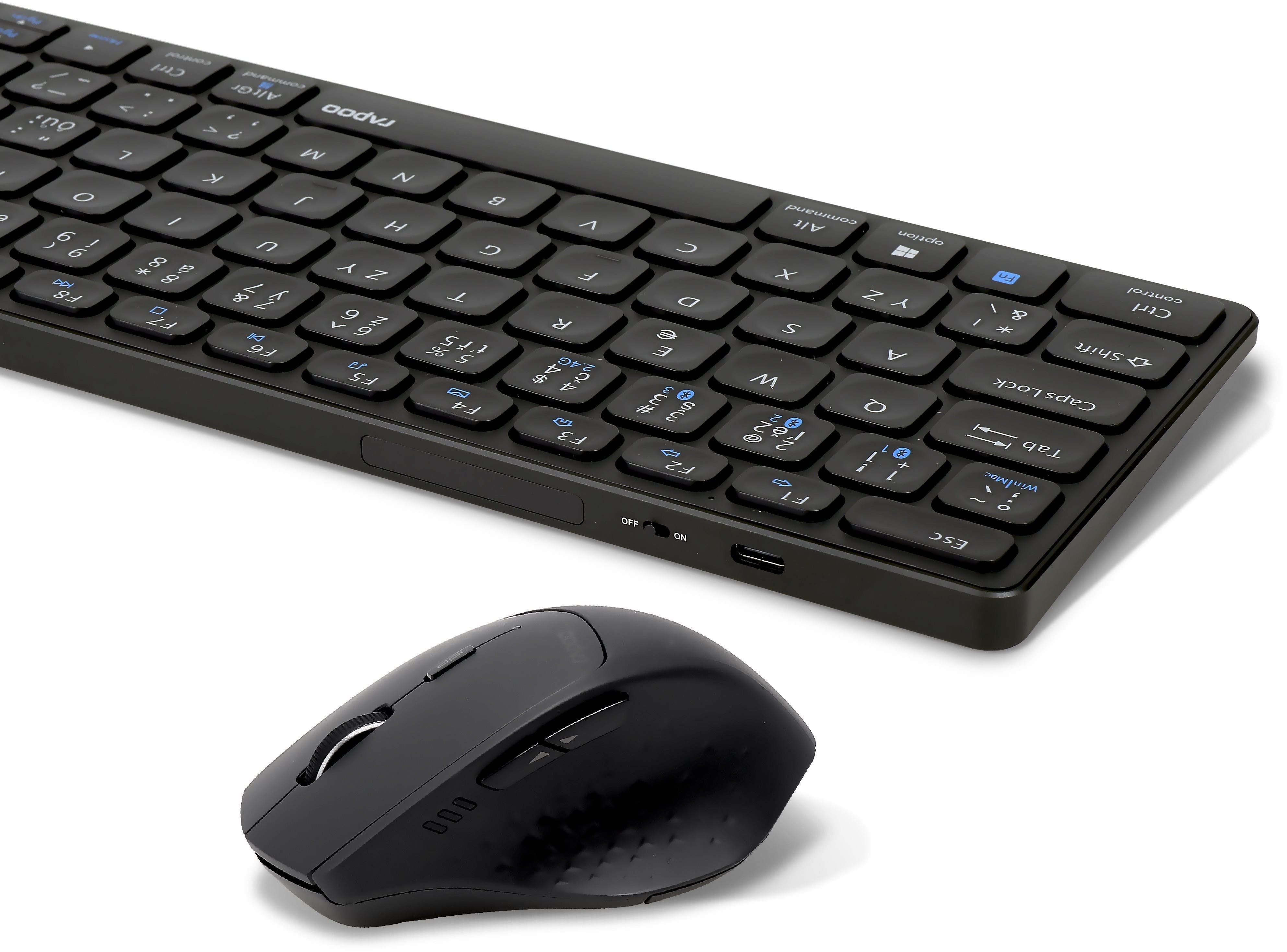 Keyboard and Mouse Set Rapoo 9800M Set, Grey - CZ/SK Screen
