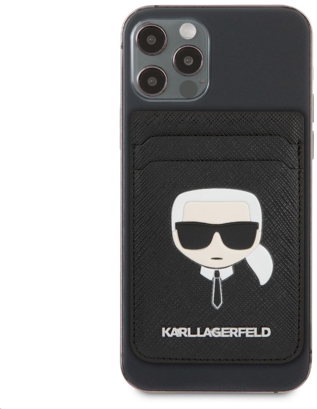 Pénztárca Karl Lagerfeld Saffiano Magnetic Wallet Karl Head Black Képernyő