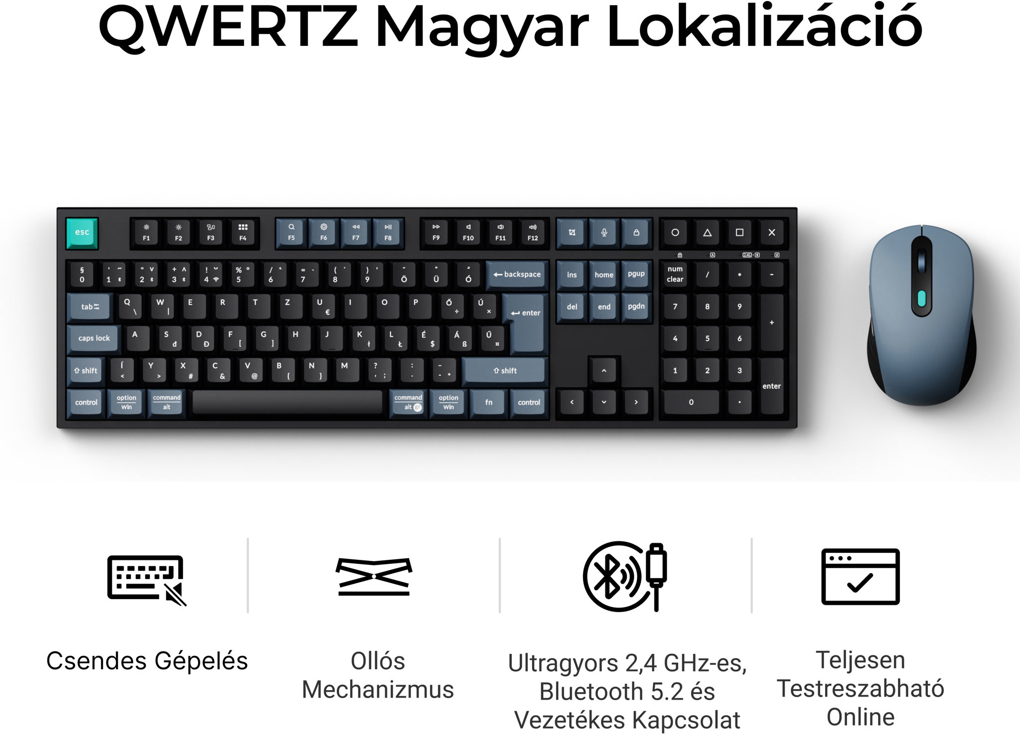 Keyboard and Mouse Set Keychron B36 Scissor Switch + Mouse, Black - HU ...