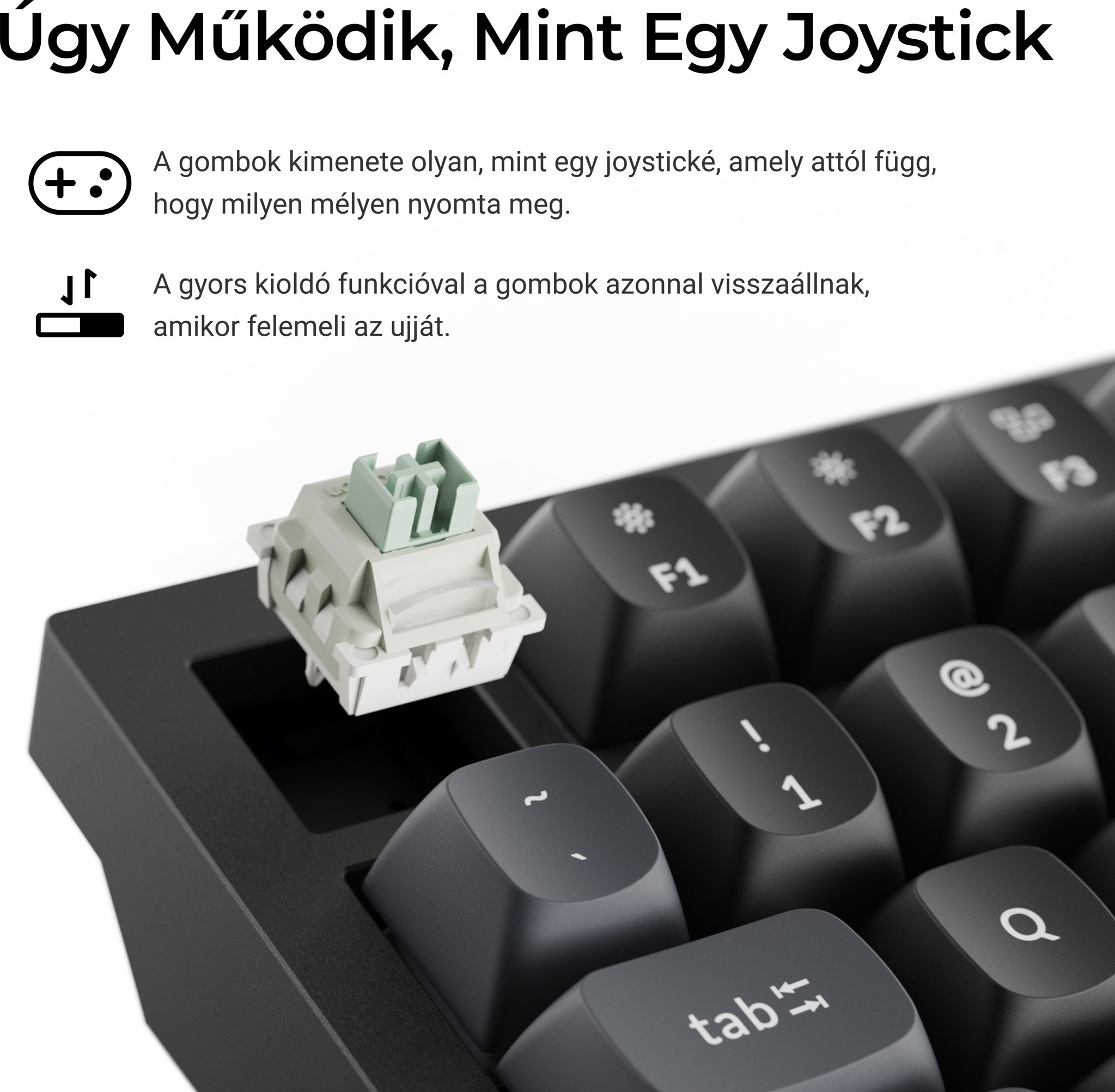 Gamer billentyűzet Keychron Q6 HE 8K Ultra-fast Lime Magnetic Mechanikus Black - HU ...