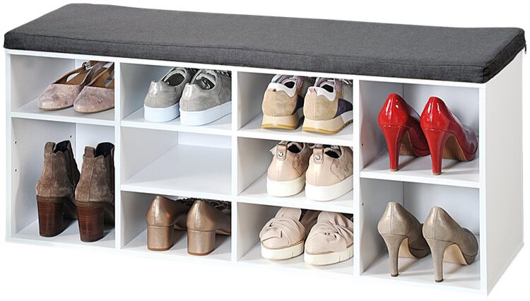 Shoe Rack Kesper Shoe rack with seat 103 × 29,5 × 48 cm, white/grey ...
