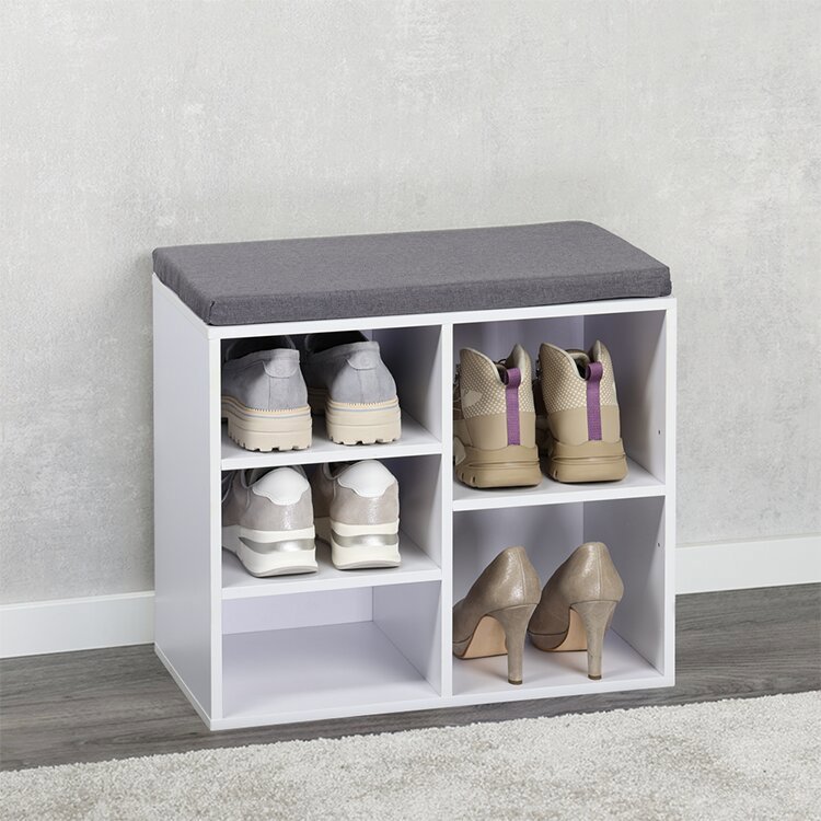 Shoe Rack Kesper Shoe rack with seat small 51,5 × 29,5 × 48 cm, white/grey ...