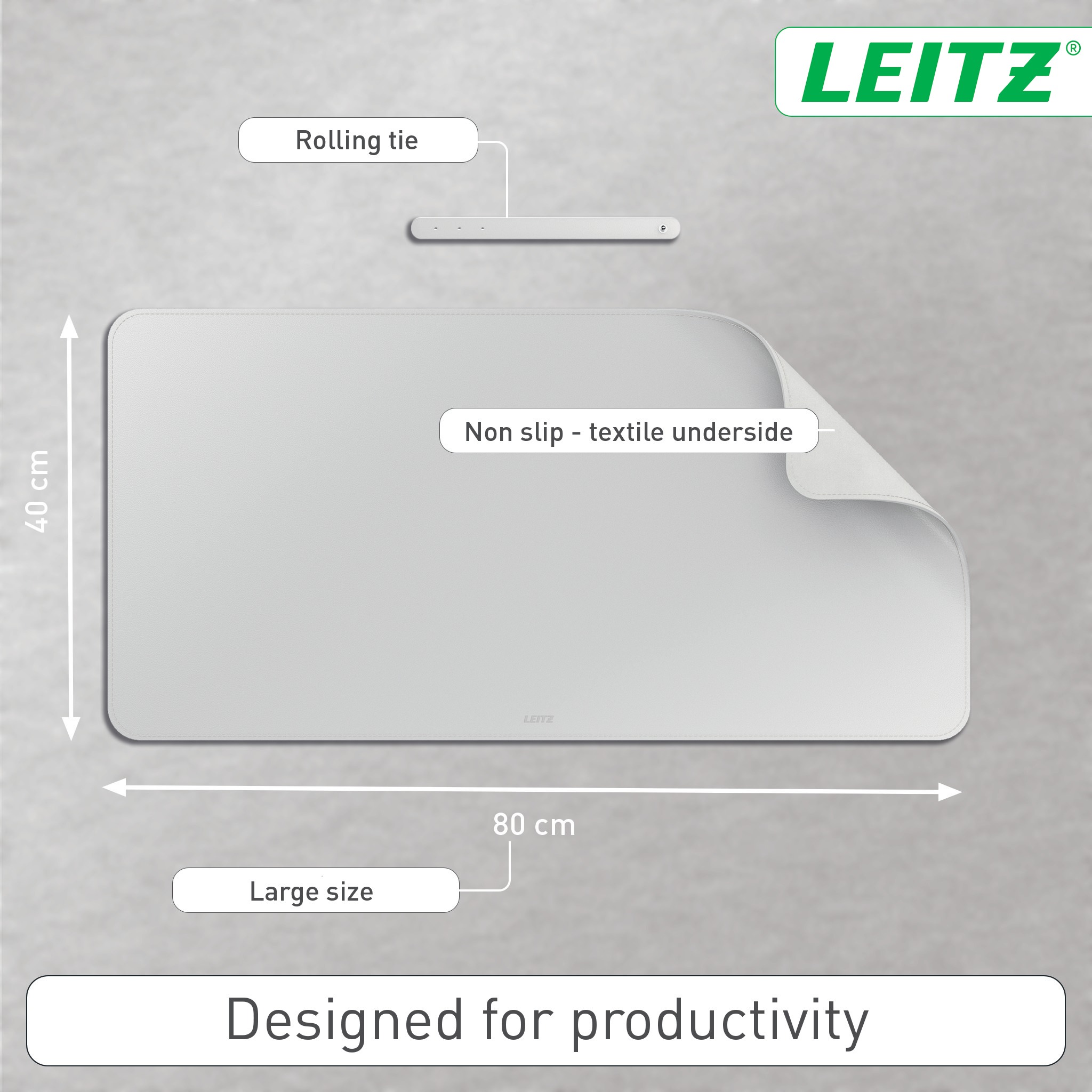 Mouse Pad LEITZ 40 x 80 cm, light grey ...
