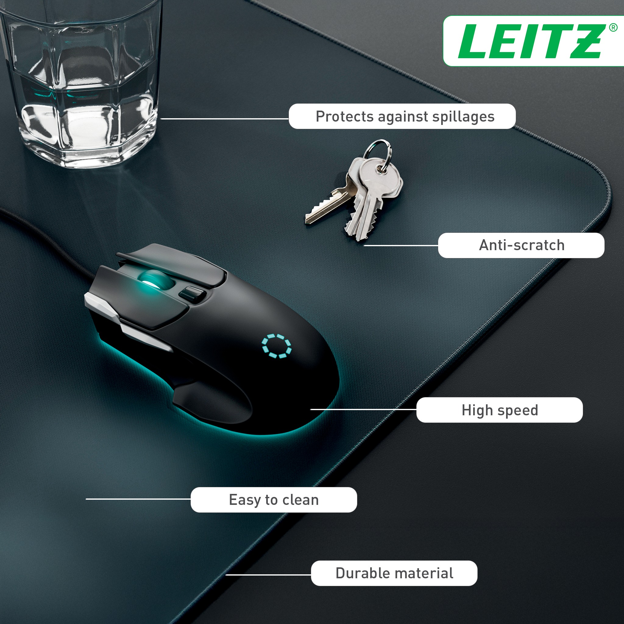 Mouse Pad LEITZ 100 x 40 cm, dark grey ...