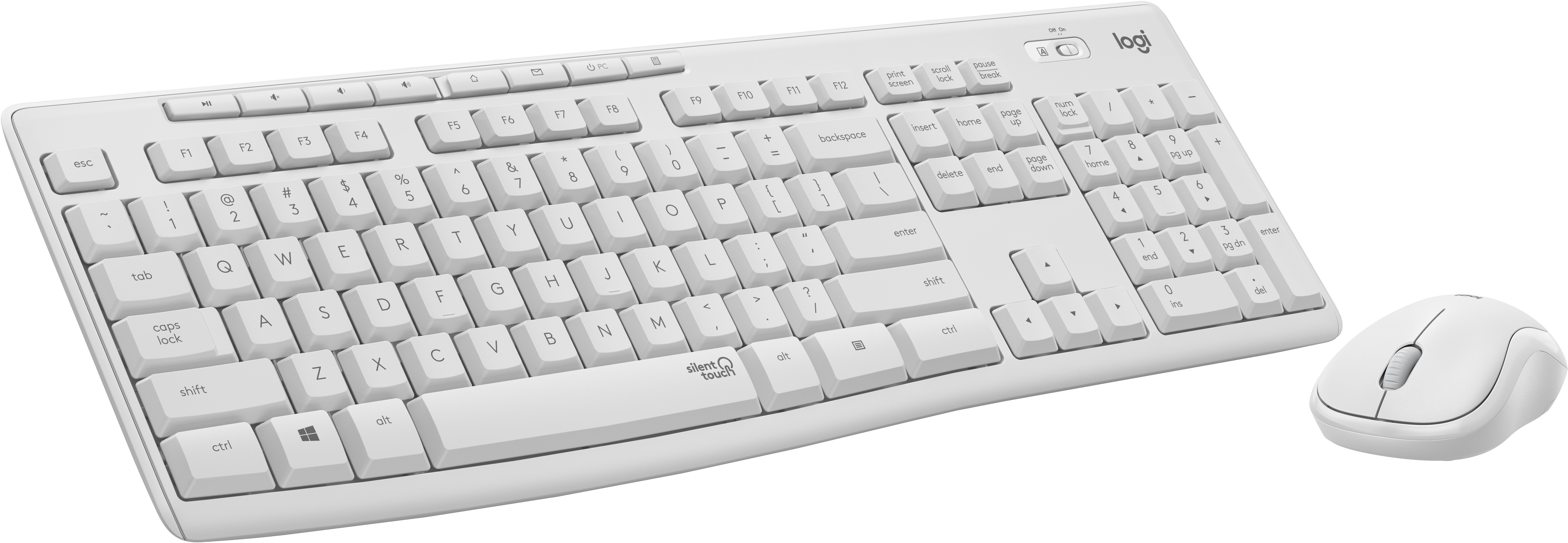 Keyboard and Mouse Set Logitech Wireless Combo MK295, White - CZ/SK Screen