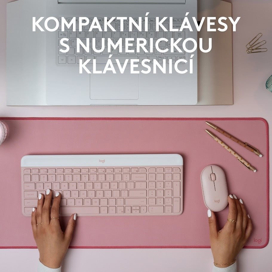 Keyboard and Mouse Set Logitech Slim Wireless Combo MK470, pink - US ...