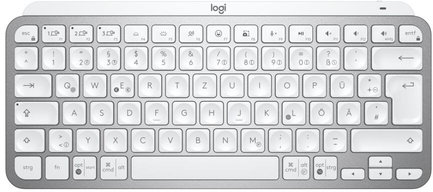 Tastatur Logitech MX Keys Mini Minimalist Wireless Illuminated Keyboard, Pale Grey - DE Screen