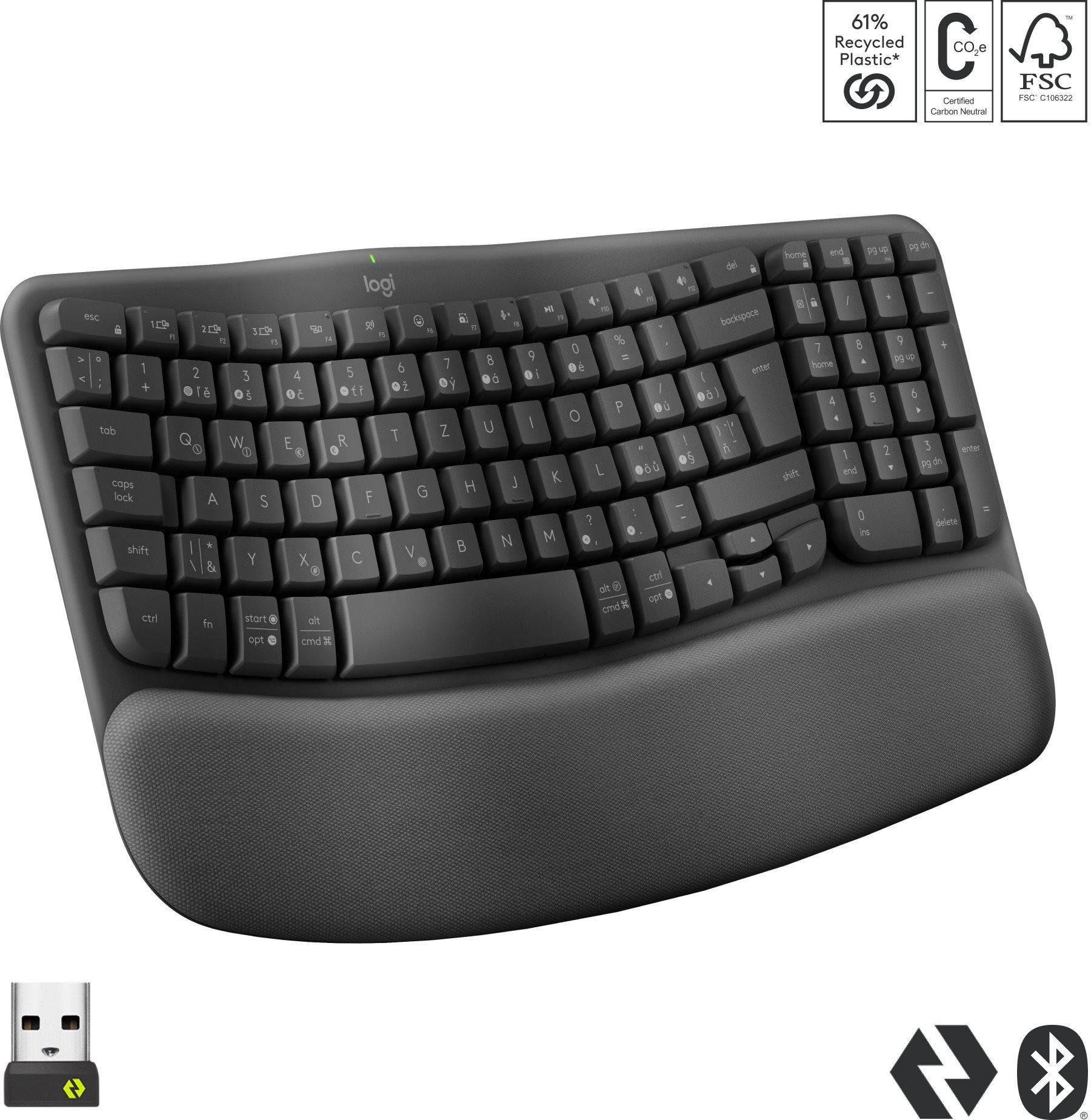 Keyboard Logitech Wave Keys Wireless Ergonomic Keyboard Graphite - CZ/SK ...