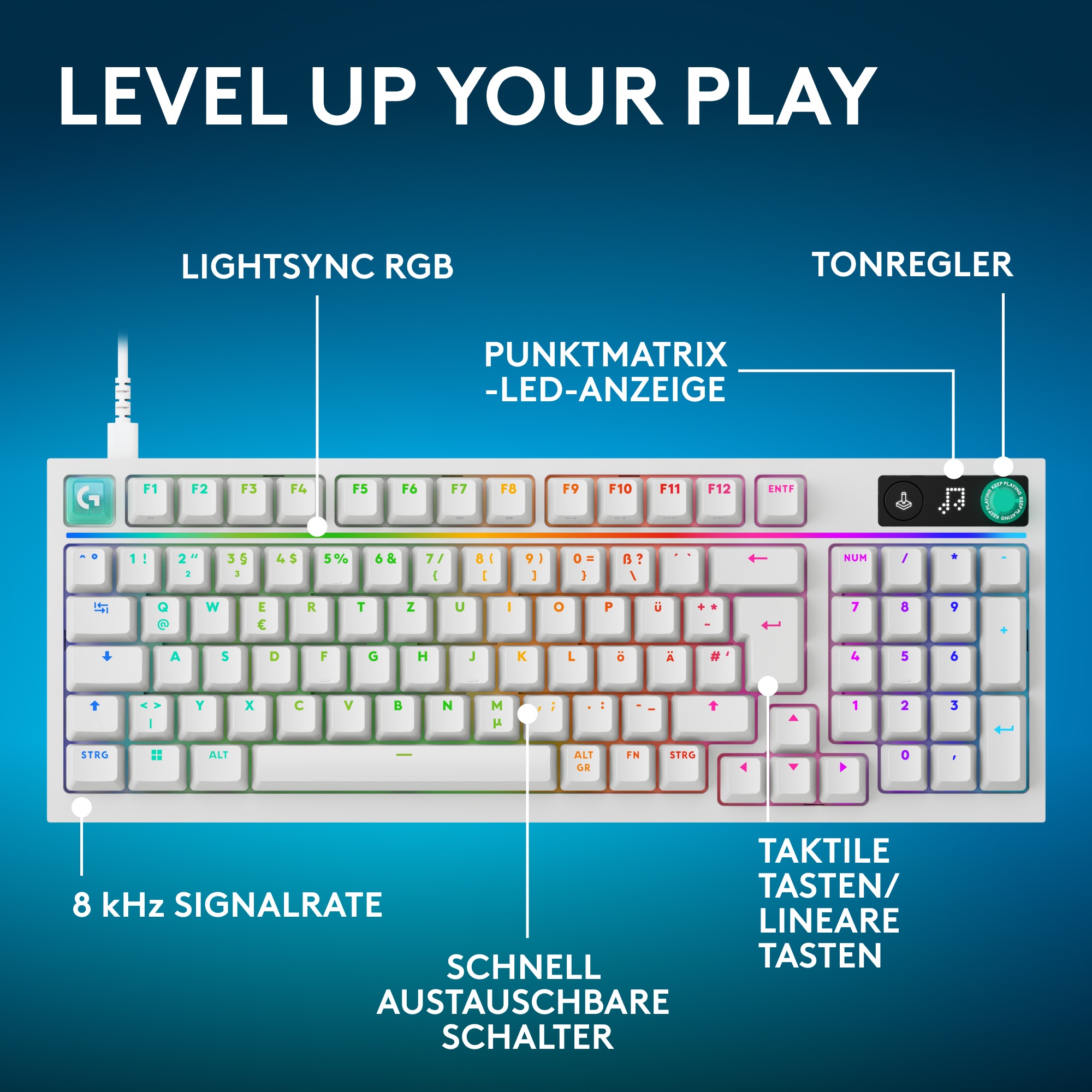 Gaming-Tastatur Logitech G316 X 98, weiß - US INTL ...