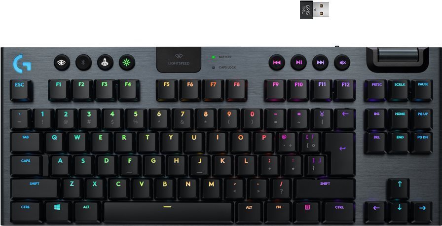 Gaming Keyboard Logitech G915 LIGHTSPEED Tenkeyless Wireless RGB GL Clicky US INTL, Carbon Screen
