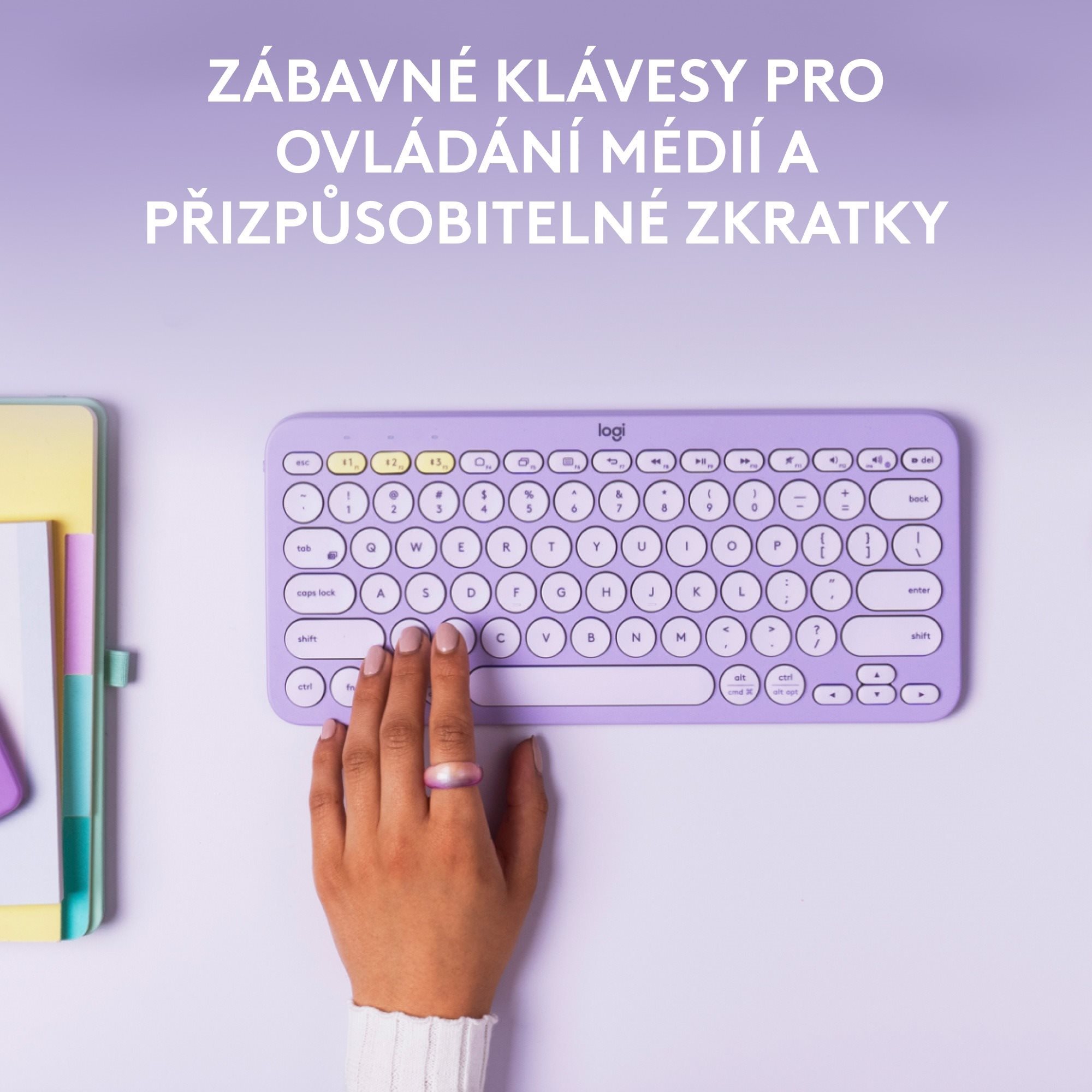 Tastatur Logitech Bluetooth Multi-Device Keyboard K380 - Lavender and Lemonade - US INTL ...