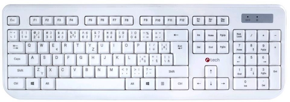 Keyboard and Mouse Set C-TECH WLKMC-01 CZ/SK White Screen