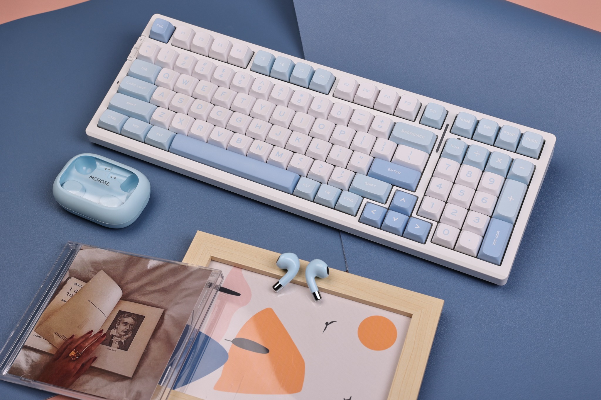 Keyboard MCHOSE G98 Pro Wireless Mechanical Flame Orange Switch - Blue ...