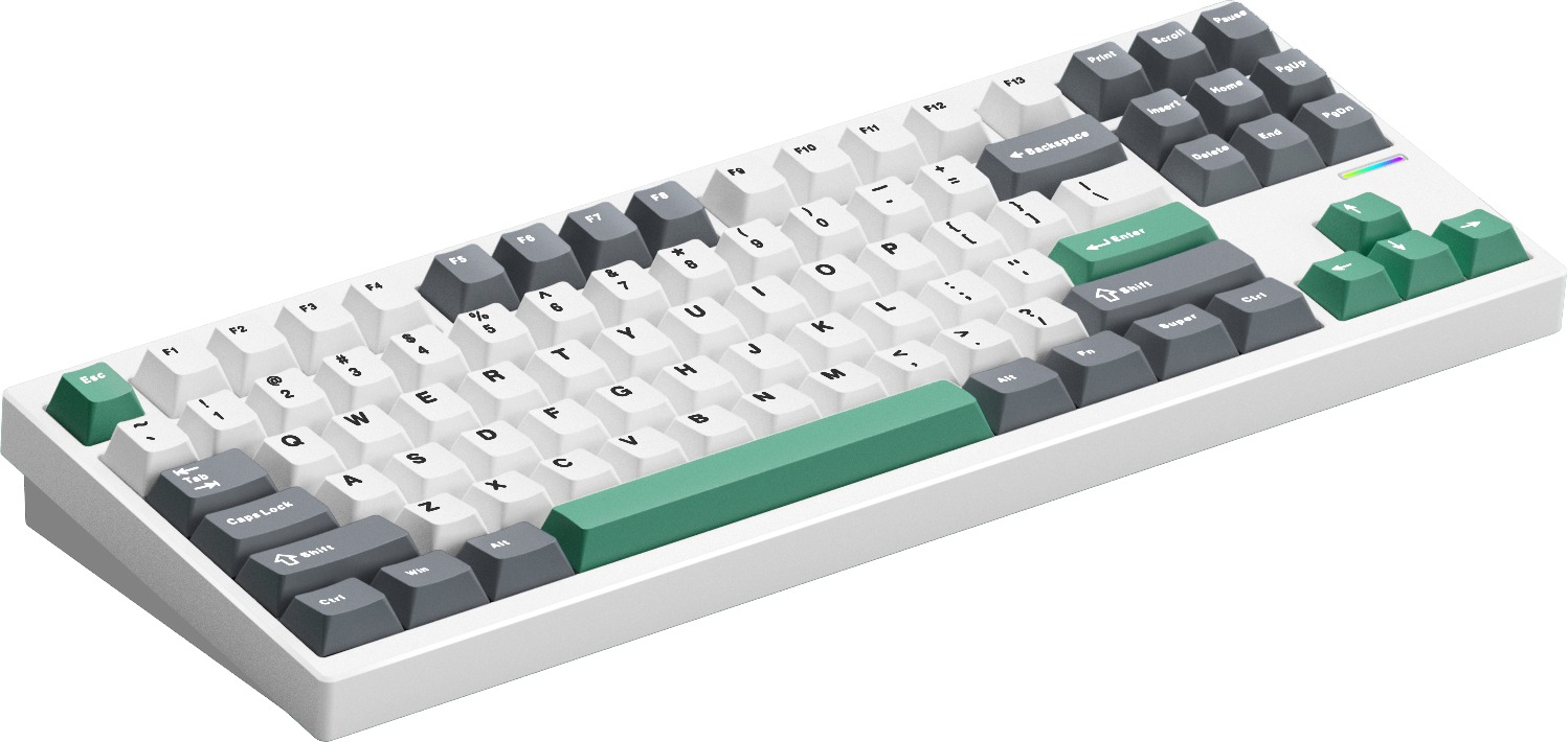 Keyboard MCHOSE GX87 Lite Aluminum Custom QMK/VIA Mechanical Matcha Latte Switch - White Nano Spraying ...
