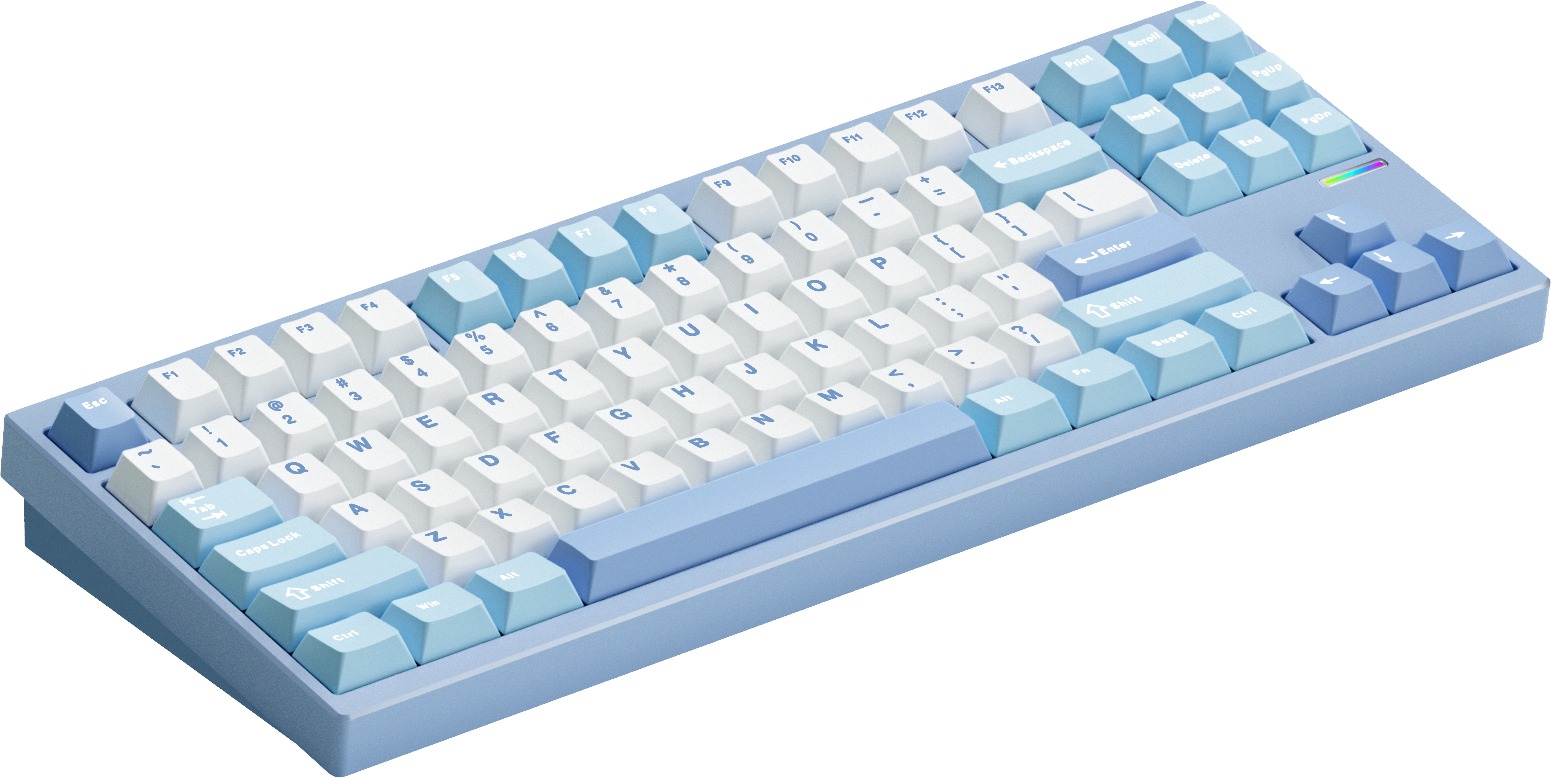 Keyboard MCHOSE GX87 Lite Aluminum Custom QMK/VIA Mechanical Matcha Latte Switch - Blue Nano Spraying ...