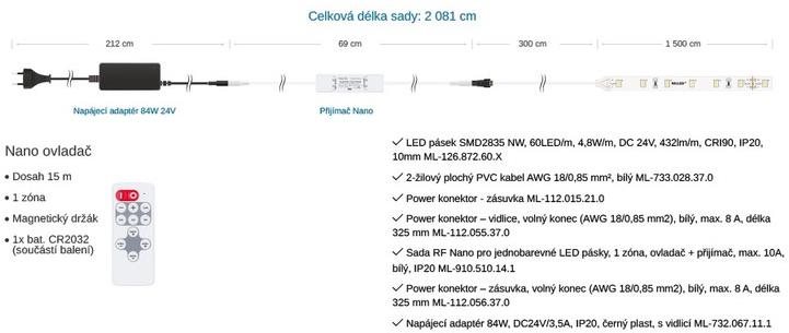 LED strip McLED Set LED strip 15 m with driver, NW, 4,8 W/m .
