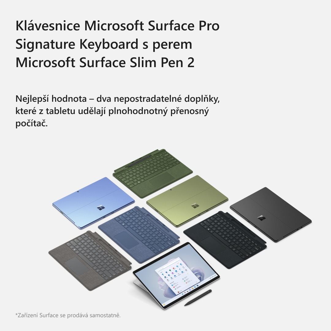 Klávesnica Microsoft Surface  Pro X/Pro 8/Pro 9 Signature Keyboard + Pen Poppy Red CZ/SK ...