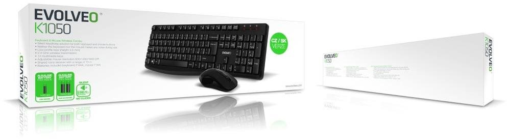 Keyboard and Mouse Set EVOLVEO K1050 black - CZ/SK ...