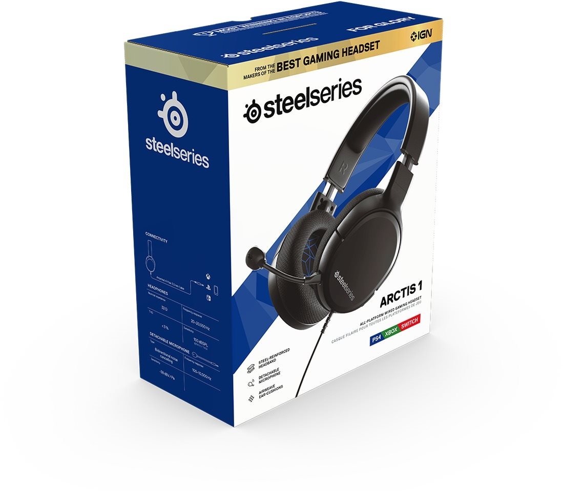 Gamer fejhallgató SteelSeries Arctis 1 (PS5-höz) Csomagolás/doboz
