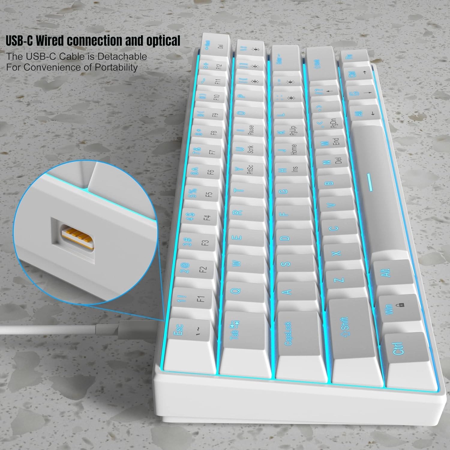 Gaming Keyboard MageGee MK-STAR61-W Mechanical Keyboard - US ...