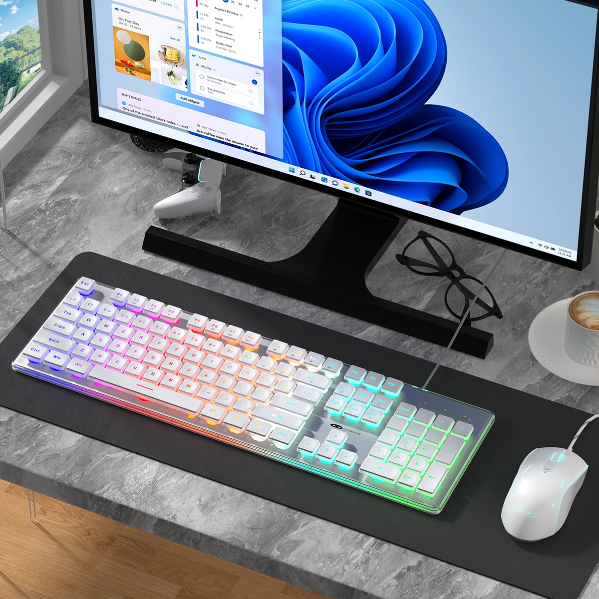 Keyboard and Mouse Set MageGee GK970-W Keyboard&Mouse Combo - US ...