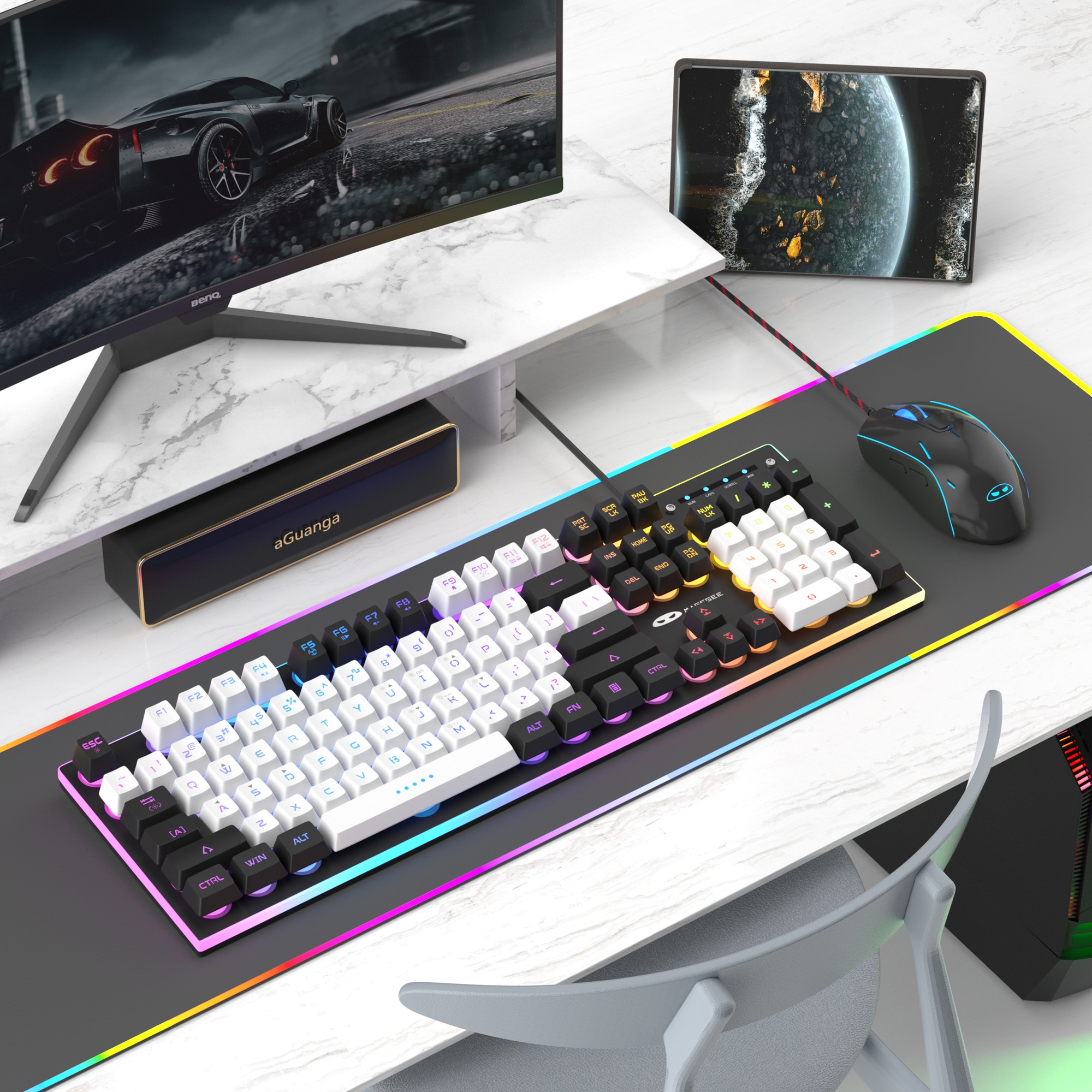 Keyboard and Mouse Set MageGee GT838-BW Keyboard&Mouse Combo - US ...