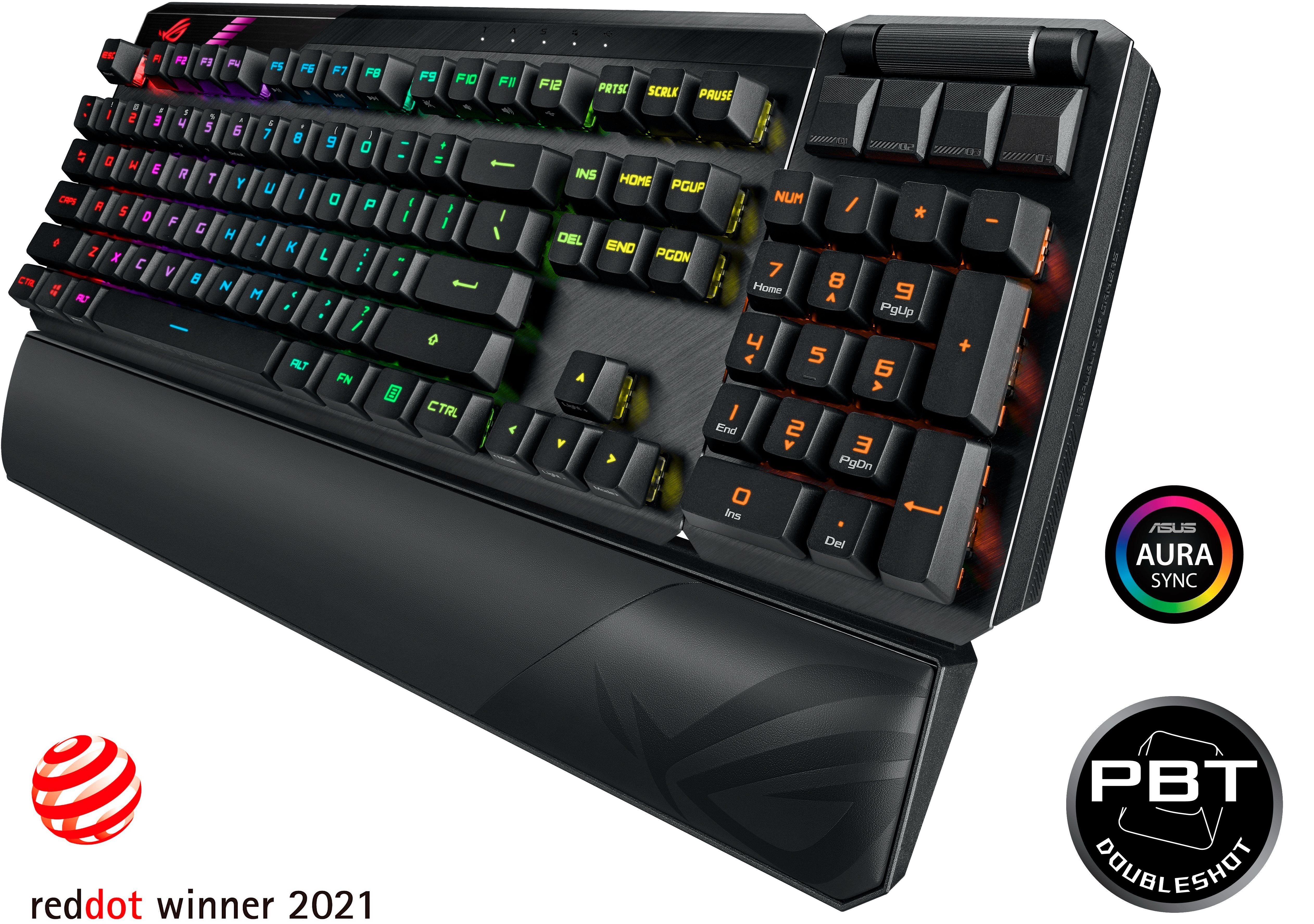 Gaming-Tastatur ASUS ROG Claymore II (PBT/RXRD) - US Seitlicher Anblick