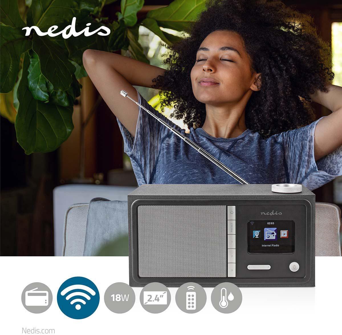 Radio NEDIS RDIN3000BK, Black Lifestyle