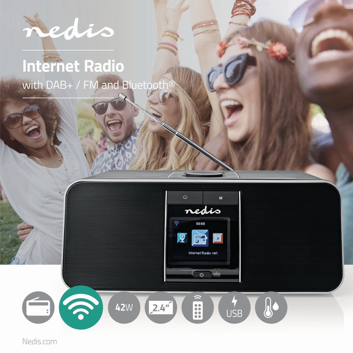 Rádio NEDIS RDIN5005BK čierne Lifestyle