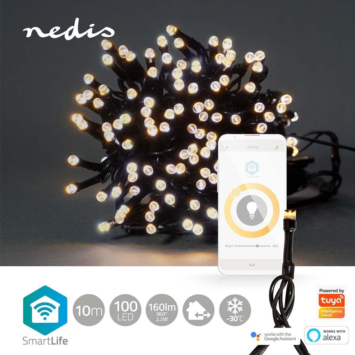 Fényfüzér NEDIS Wi-Fi intelligens dekoratív LED WIFILX01W100 ...
