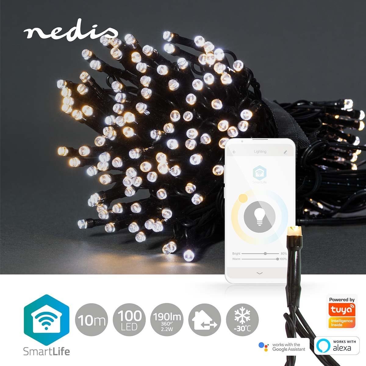 Lichterkette NEDIS Wi-Fi smart dekorative LED WIFILX02W100 ...
