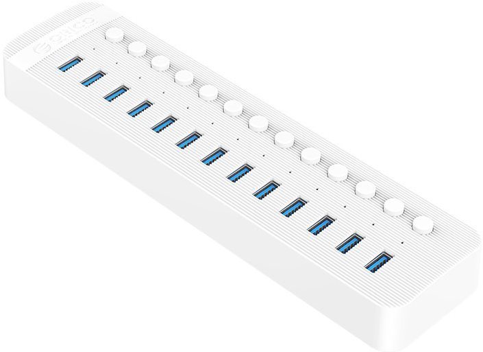 USB Hub Orico USB-A Hub 13x USB 3.0 White Lateral view