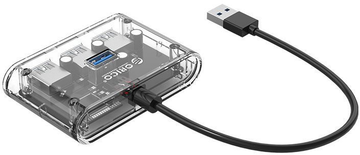USB Hub Orico USB-A Hub 4xUSB 3.0 Transparent Lateral view