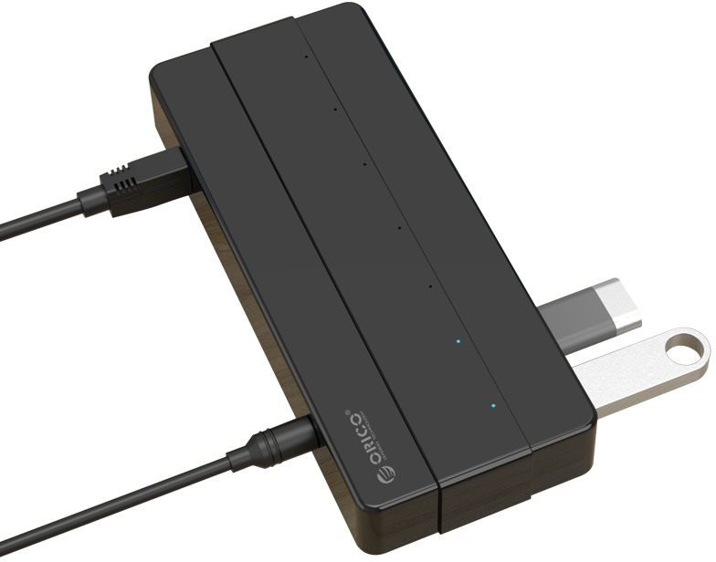 USB Hub Orico USB-A Hub 7x USB 3.0 with Power Supply Lateral view