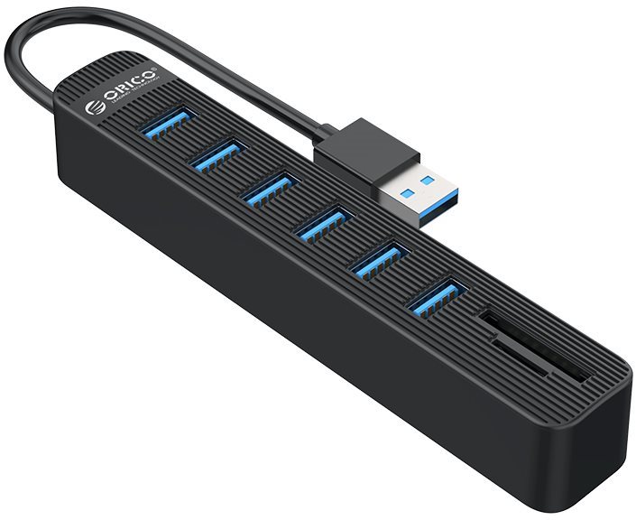 USB Hub ORICO TWU3-6AST + SD 15cm fekete Oldalnézet