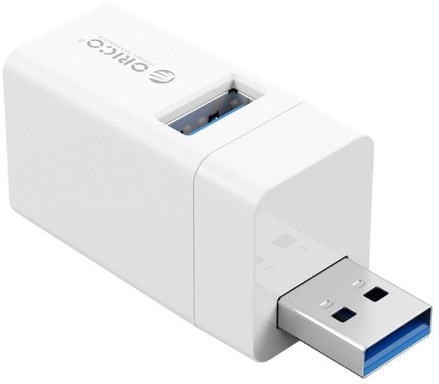 USB Hub ORICO 3-IN-1 MINI USB HUB, White Lateral view
