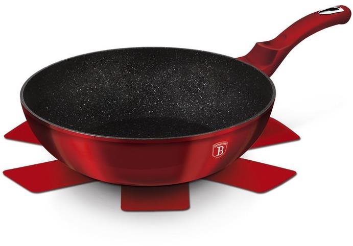 Wok Pan BERLINGERHAUS Wok with marble surface 30 cm Burgundy Metallic Line ...