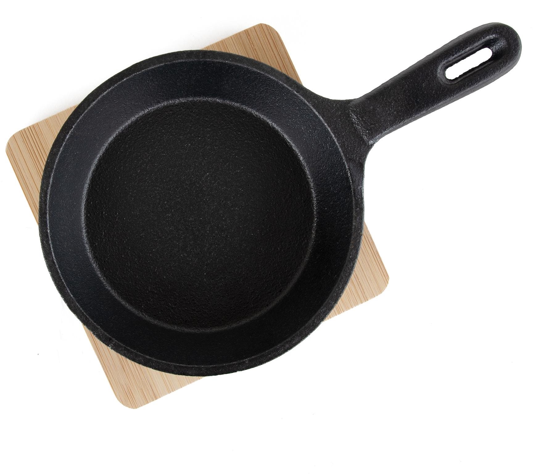 Pan Homla Cast iron pan STONE with bamboo mat 21 × 12 cm ...