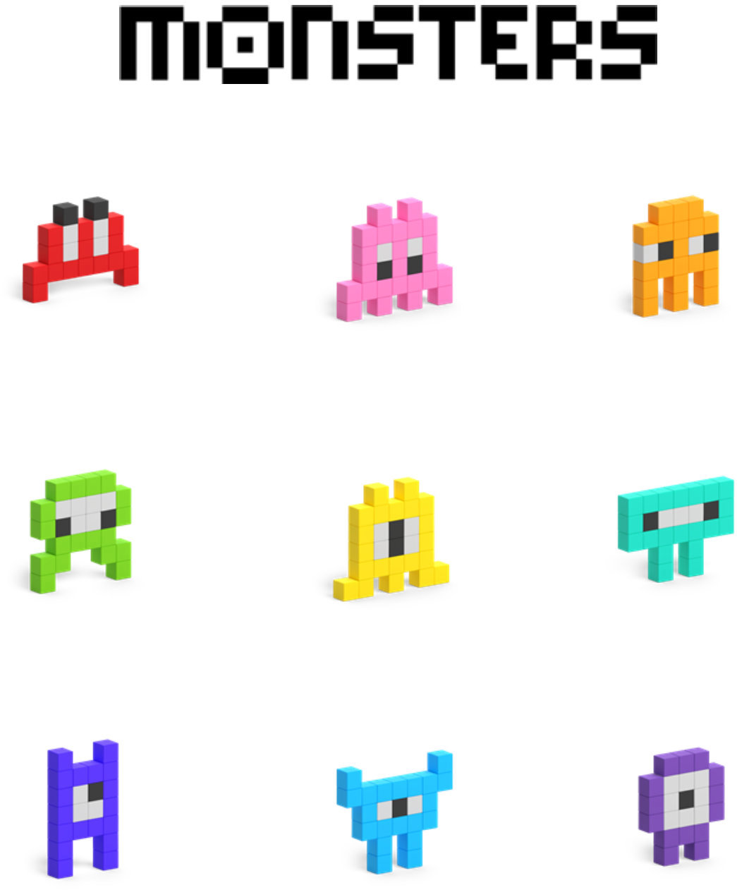 Building Set Pixio Voxart - Monsters - Blue, Smart Pixel ...