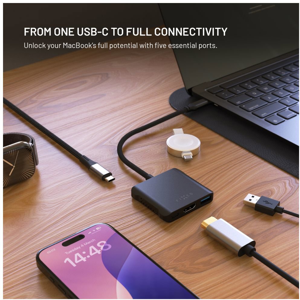 USB Hub FIXED HUB Quadri 5V1 for laptops 140W PD 3.1 space black ...