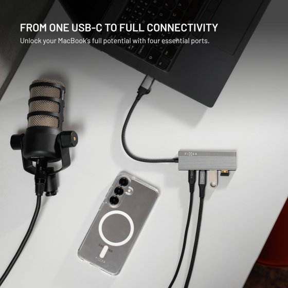 USB Hub FIXED HUB Port 4-in-1 with USB-A Adapter Space Grey ...