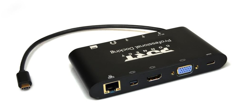 Dockingstation PORT CONNECT Dockingstation 8in1 LAN, HDMI, Mini Display port, VGA, USB-C 60W, 3 x USB-A, Seitlicher Anblick