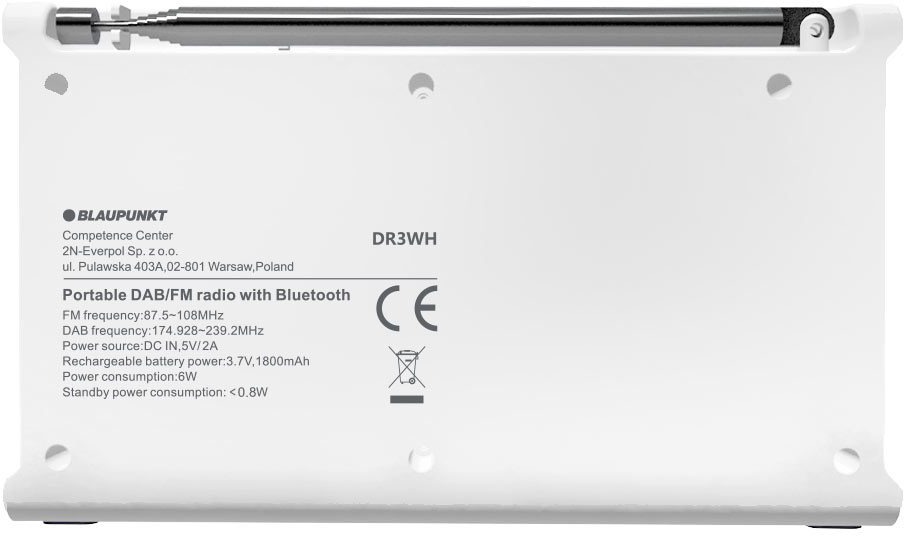 Radio BLAUPUNKT DR3WH, DAB+, FM, RDS, Bluetooth, white ...